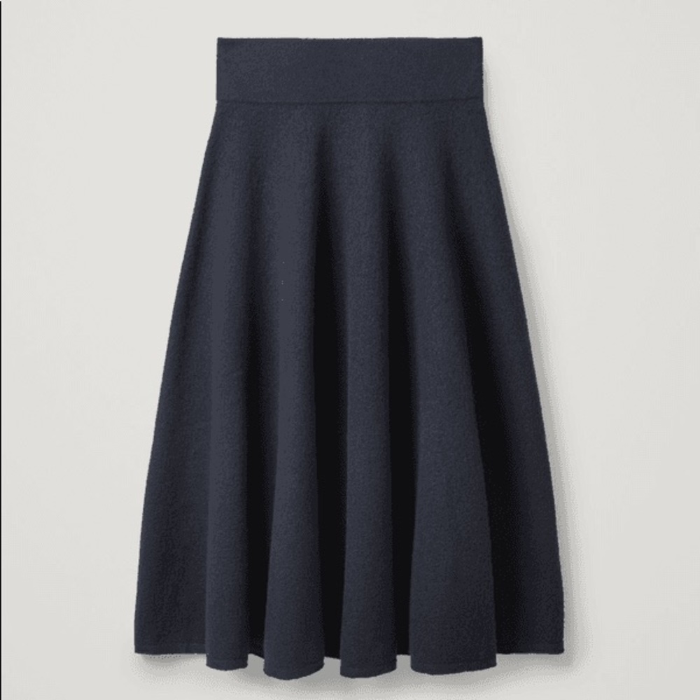 COS Navy Blue Boiled Wool Circle Skirt Size Small